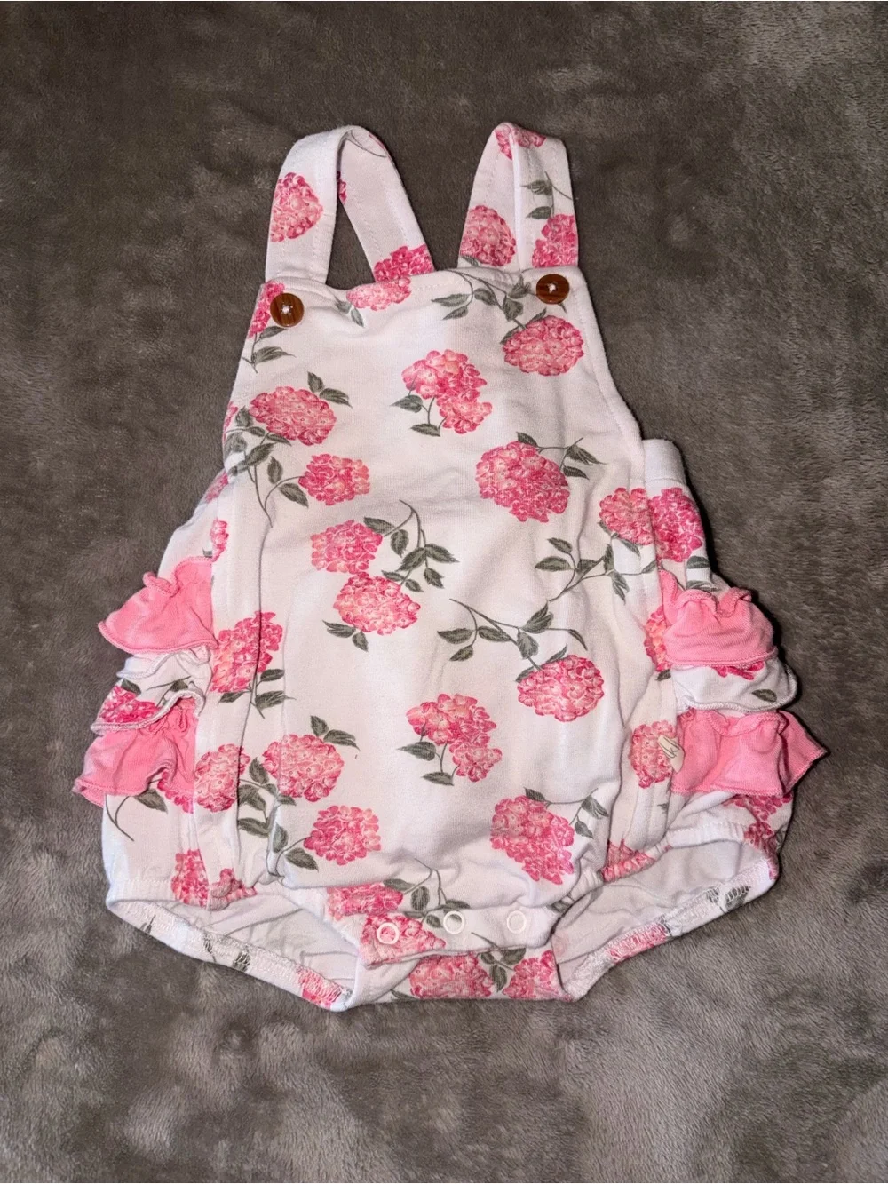 Milkberry hydrangea bubble romper 6-9M